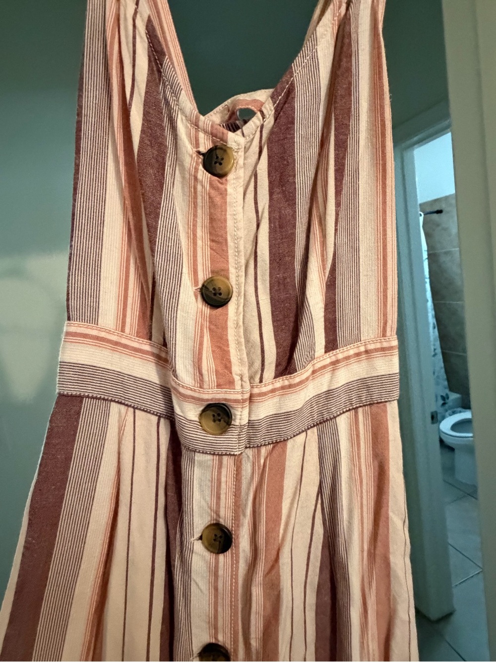 a.n.a Pink and Cream Striped Button-Front Maxi Dress - Picture 5 of 7